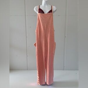 FP Movement Pink Terry Jumpsuit Womens Small Free People Lounge Overalls